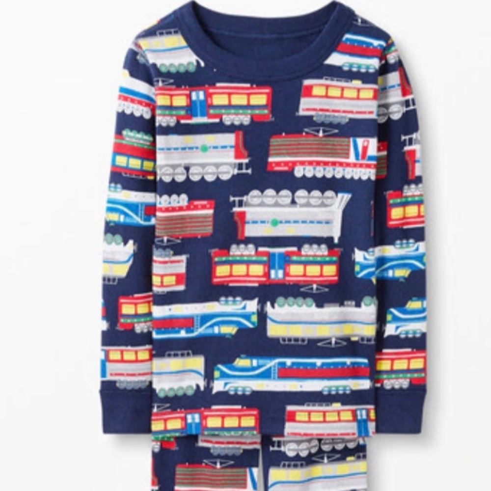 Hanna Andersson train pajamas pjs sz 2t boys